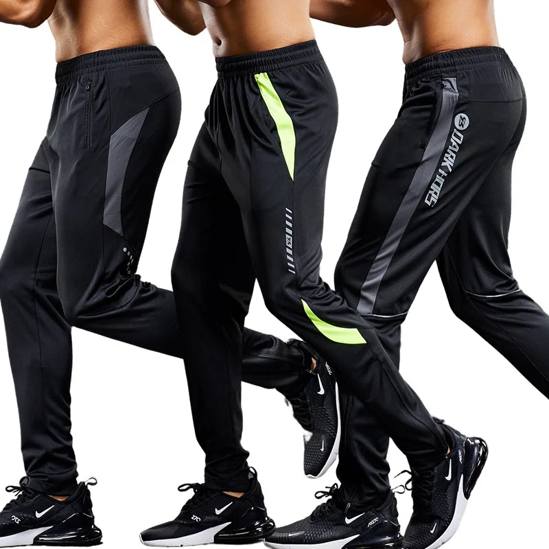 Men Fitness Running Sport Pants with Zipper Pockets Training Joggings Sweatpants Basketball Soccer Trousers Plus Size for Male