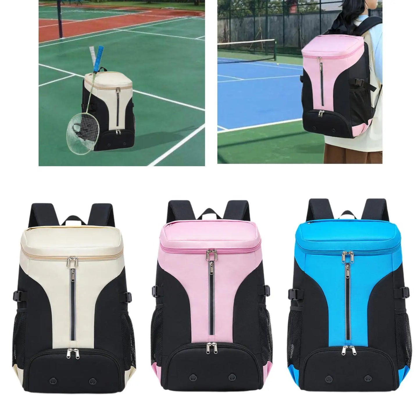 Badminton Backpack with Shoe Compartment Adjustable Strap Sport Bag Tennis Backpack for Outdoor Activities Travel Gym Women Men