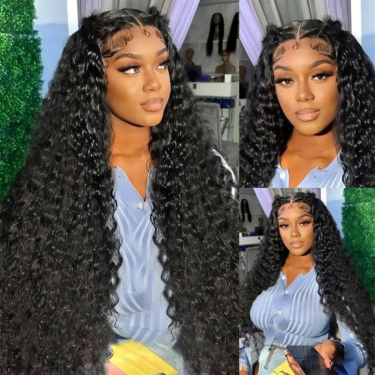 Deep Wave Lace Front Wig Human Hair Pre Plucked with Baby Hair 13x4 Transparent Lace Frontal Wig Brazilian Virgin Human Hair Wig