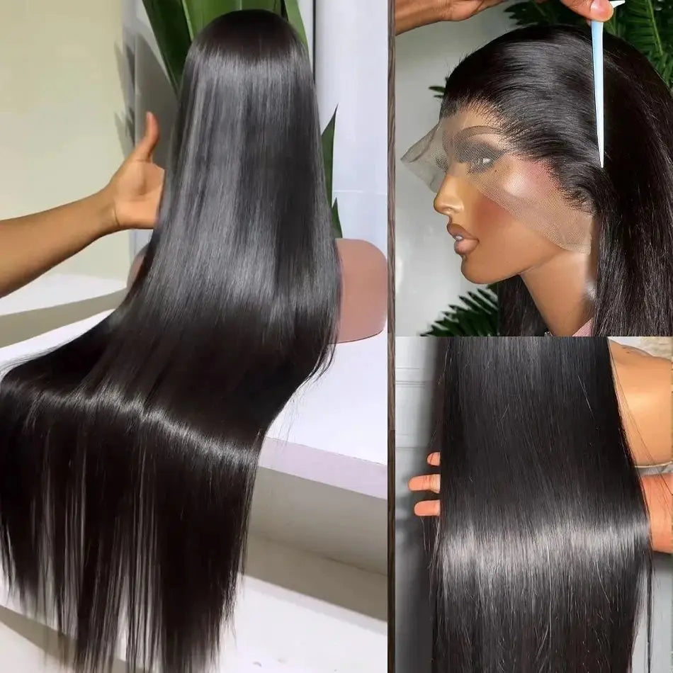 Transparent 13x4 Lace Frontal Human Hair Wigs Brazilian 13x6 Straight Lace Front Wig For Women PrePlucked Wig 30 36 38 40 Inch