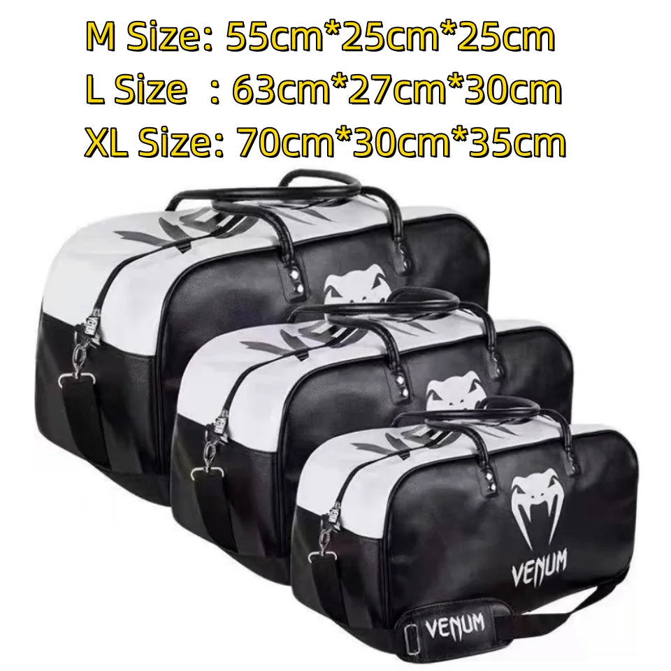 PU Gym Fitness Bag Boxing Training Bag Outdoor Sport Bag for Men and Women Travel Duffel Bag for Workout MMA Daily Overnight