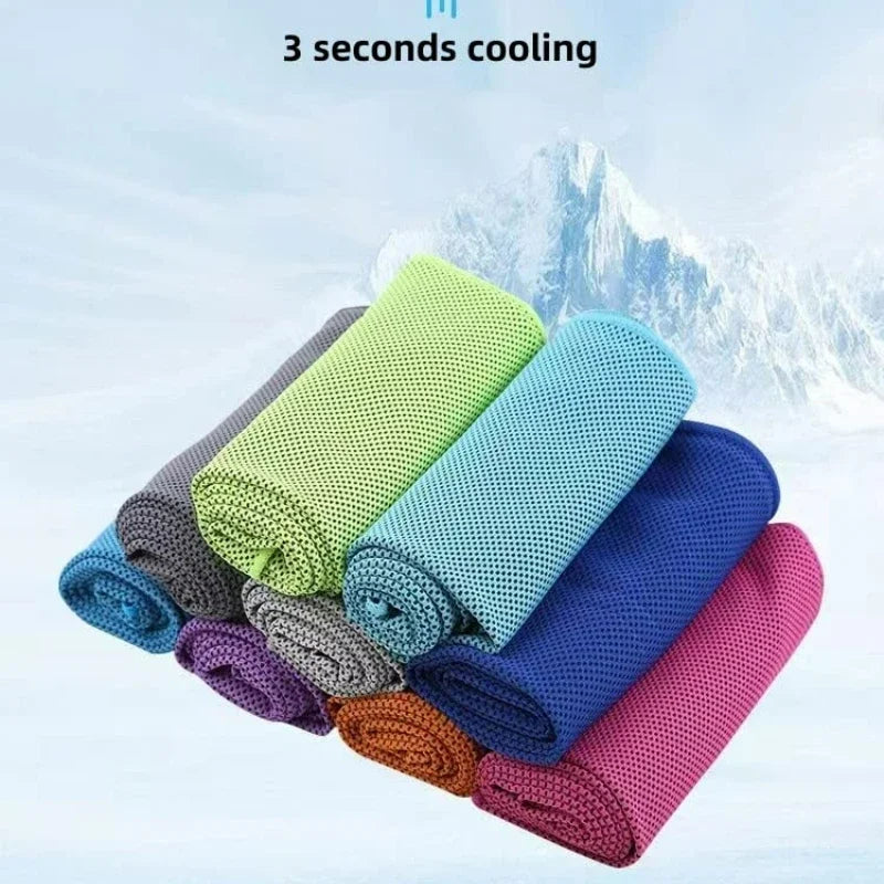 Portable Quick Drying Cooling Towel Instant Cooling Relief Exercise Gym Pilates Running Travel Towel Silicone Bag