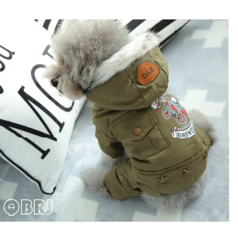 Pet Teddy Puppy Clothes Autumn and Winter Clothing Winter Fleece Lined Coat Four-Legged Pet Clothing