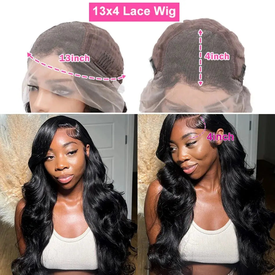 Transparent Body Wave 13x6 Hd Lace Front Human Hair Wig Brazilian Remy 200 density 13x4 Frontal Wigs 30 Inch For Women