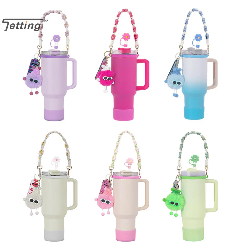 6Pcs/set 40oz 30oz Water Cup Decor Compatible With Stanley Cup Tumbler Water Bottle Handle Sling Strap Accessories