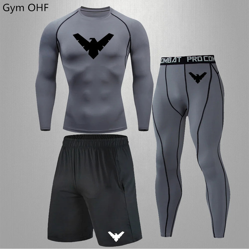 Nightwing Men's Compression Sportswear Suits Gym Tights Training Clothes Workout Jogging Running Set Rashguard Tracksuit For Men