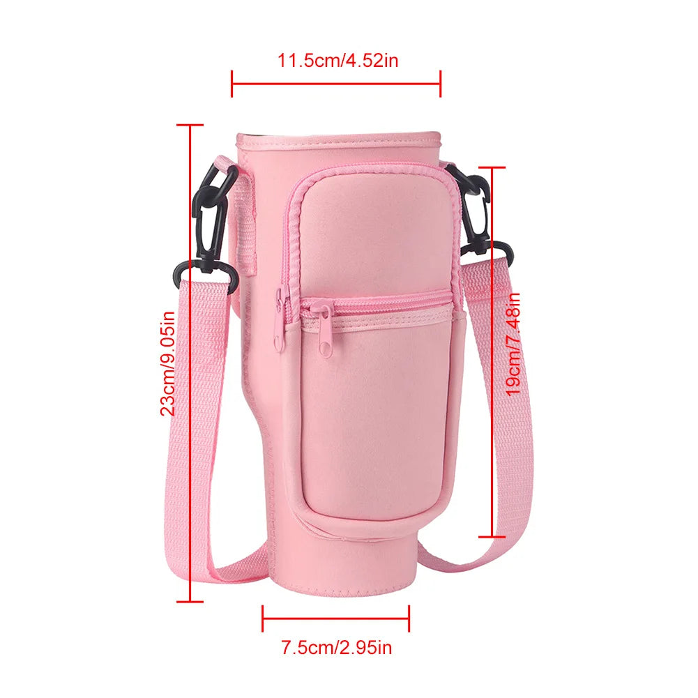 40oz Water Bottle Cover Bag Pouch With Adjustable Straps Neoprene Water Pouch Holder Bottle Carrier Bag For Stanley Quencher Cup