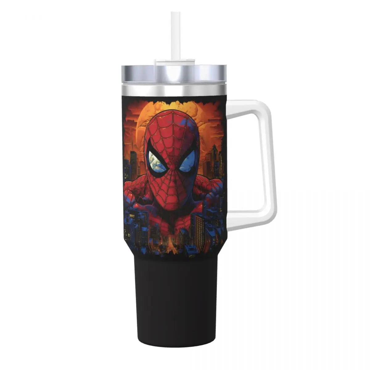 Spider-Man Swinging Out Of Comic Stainless Steel Tumbler Travelist Car Mugs 40oz Coffee Mug Insulated Hot Drinks Water Bottle