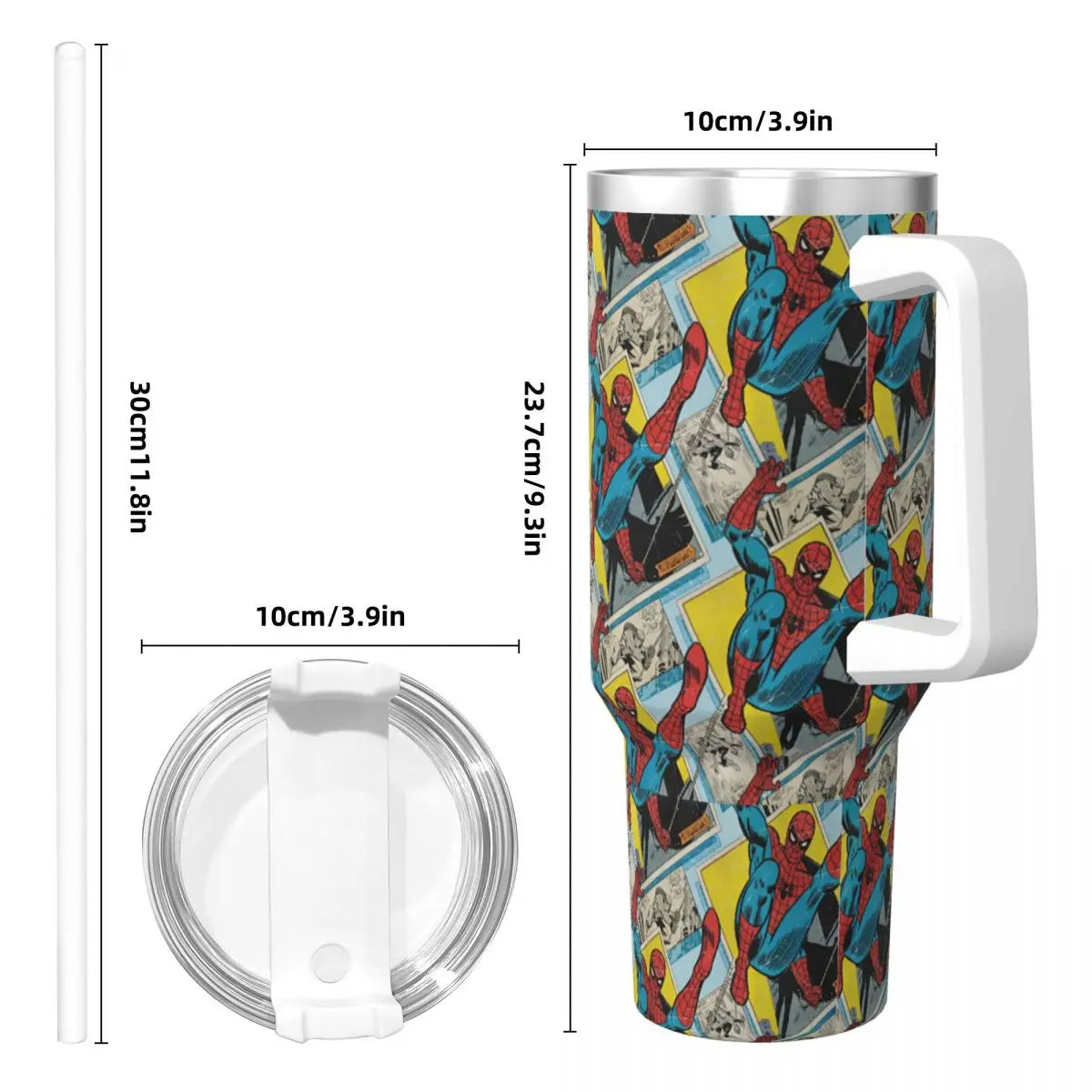 Spider-Man Swinging Out Of Comic Stainless Steel Tumbler Travelist Car Mugs 40oz Coffee Mug Insulated Hot Drinks Water Bottle