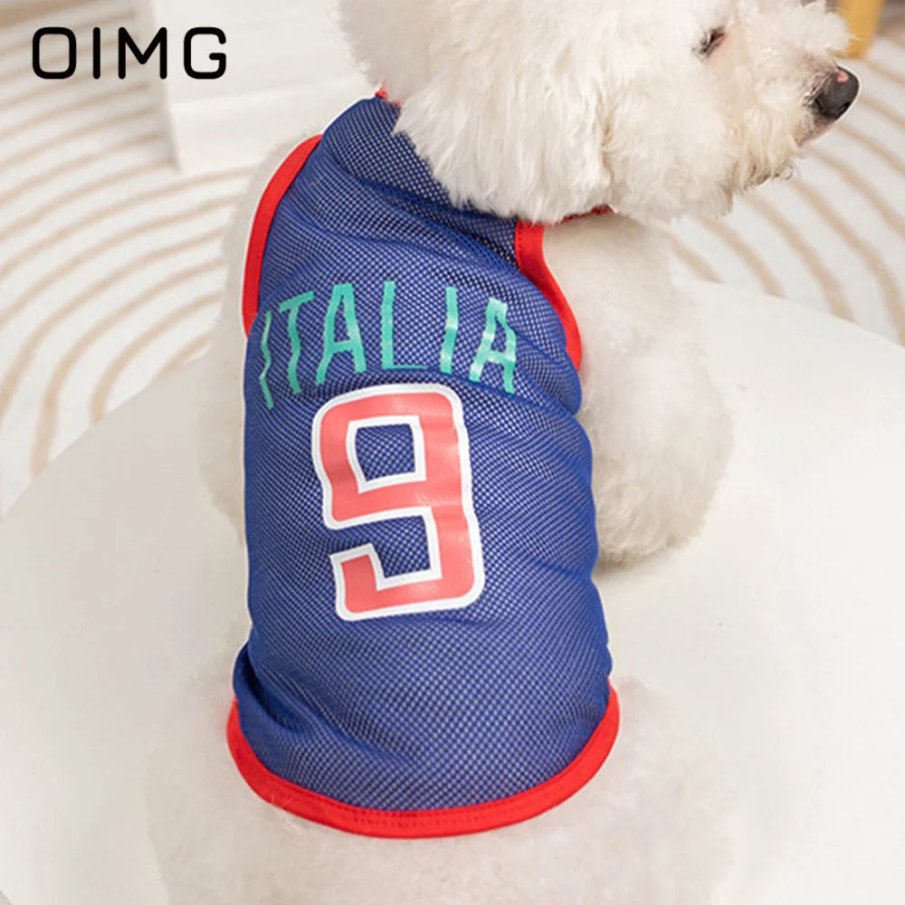 OIMG Thin Cat Dog Clothes Teddy Bichon Pomeranian Mesh Vest Spring Summer Small Dogs Sportswear Breathable Pet Jersey Tank Top