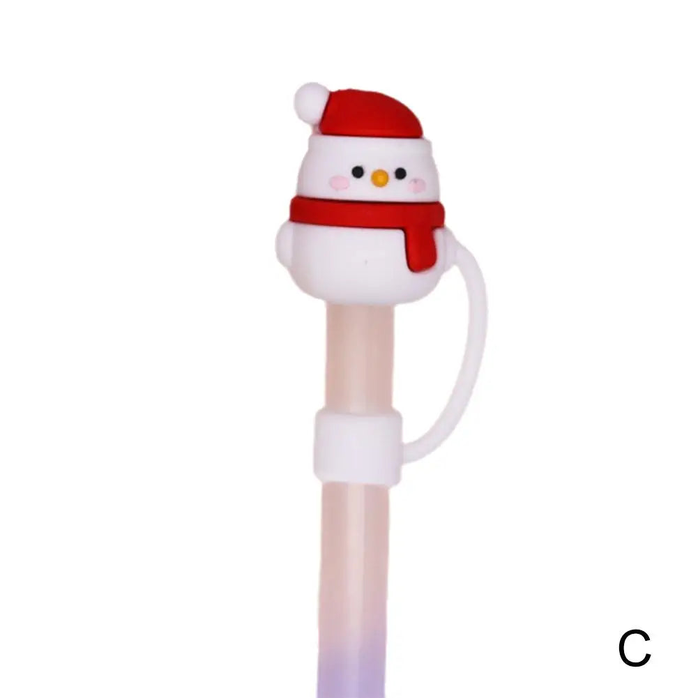 For Stanley Cup 10mm Silicone Straw Cover Reusable Dust Cap Christmas Themed Fun Cartoon Straw Decorative Straw Cap