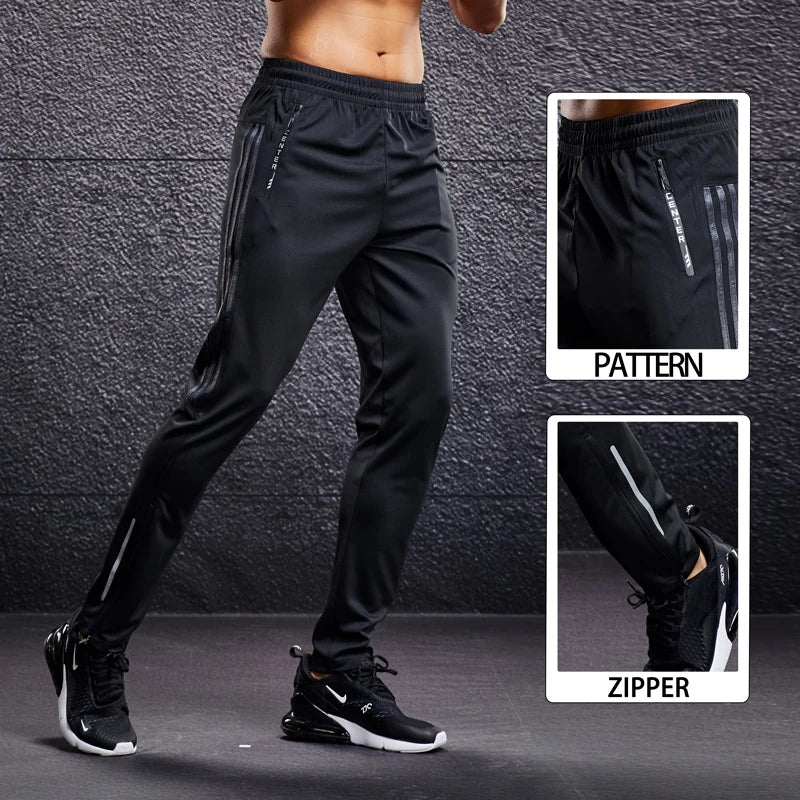 Men Fitness Running Sport Pants with Zipper Pockets Training Joggings Sweatpants Basketball Soccer Trousers Plus Size for Male