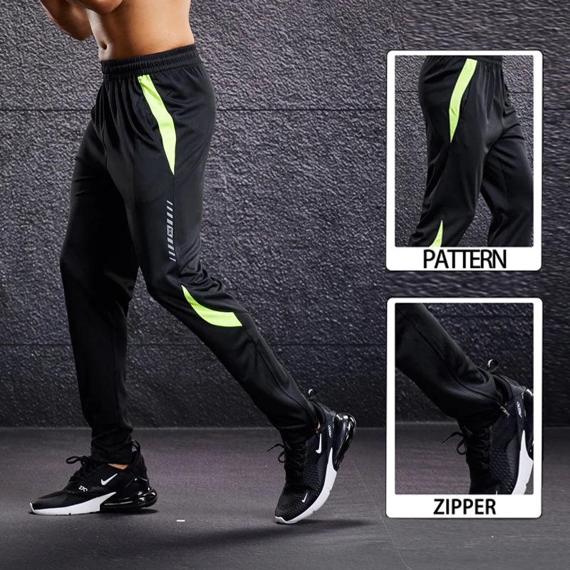 Men Fitness Running Sport Pants with Zipper Pockets Training Joggings Sweatpants Basketball Soccer Trousers Plus Size for Male