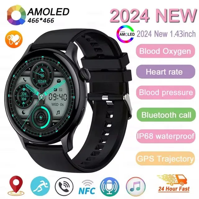 2024 New NFC GPS Smart Watch Women 1.43 Inch AMOLED 466*466 HD Screen Always Display Sport Watch Women Bluetooth Call Smartwatch