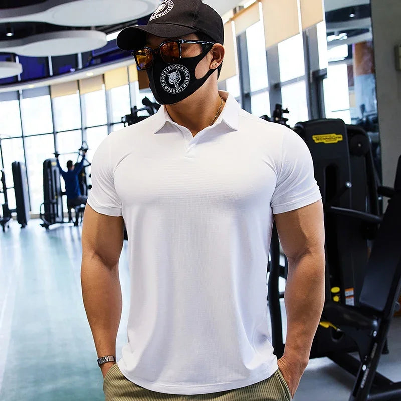 Men Dry Fit Compression Sweatshirt Man Short Sleeve Athletics Clothing Gym Fitness Sports Wear Tops Golf T-shirts  Sportswear