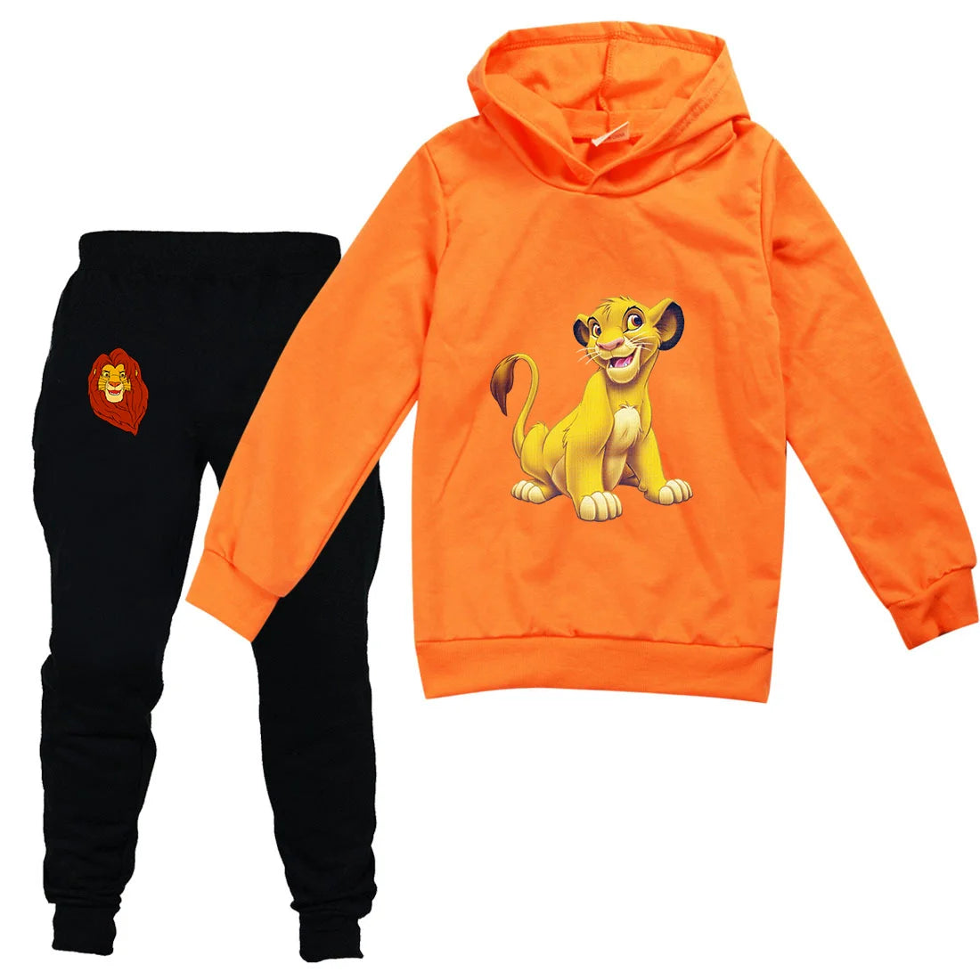 The Lion King Simba Boys Girls Casual Thin Hoodies Black Pants Children Outerwear Clothing Sets Kids Sportswear Suits