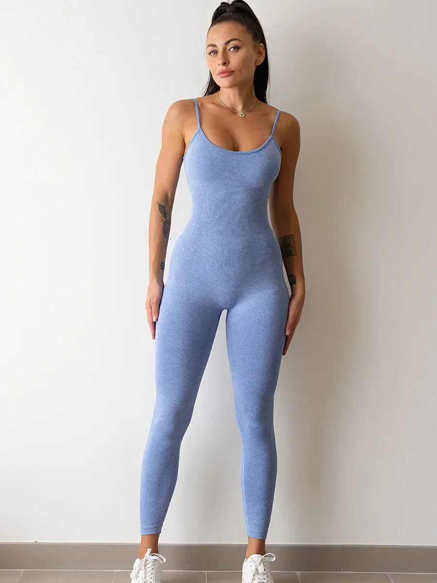 Seamless Yoga Jumpsuits Sports Fitness Hip-lifting Straps One-Piece Running Leggings Bodysuits Workout Gym Tracksuits for Women