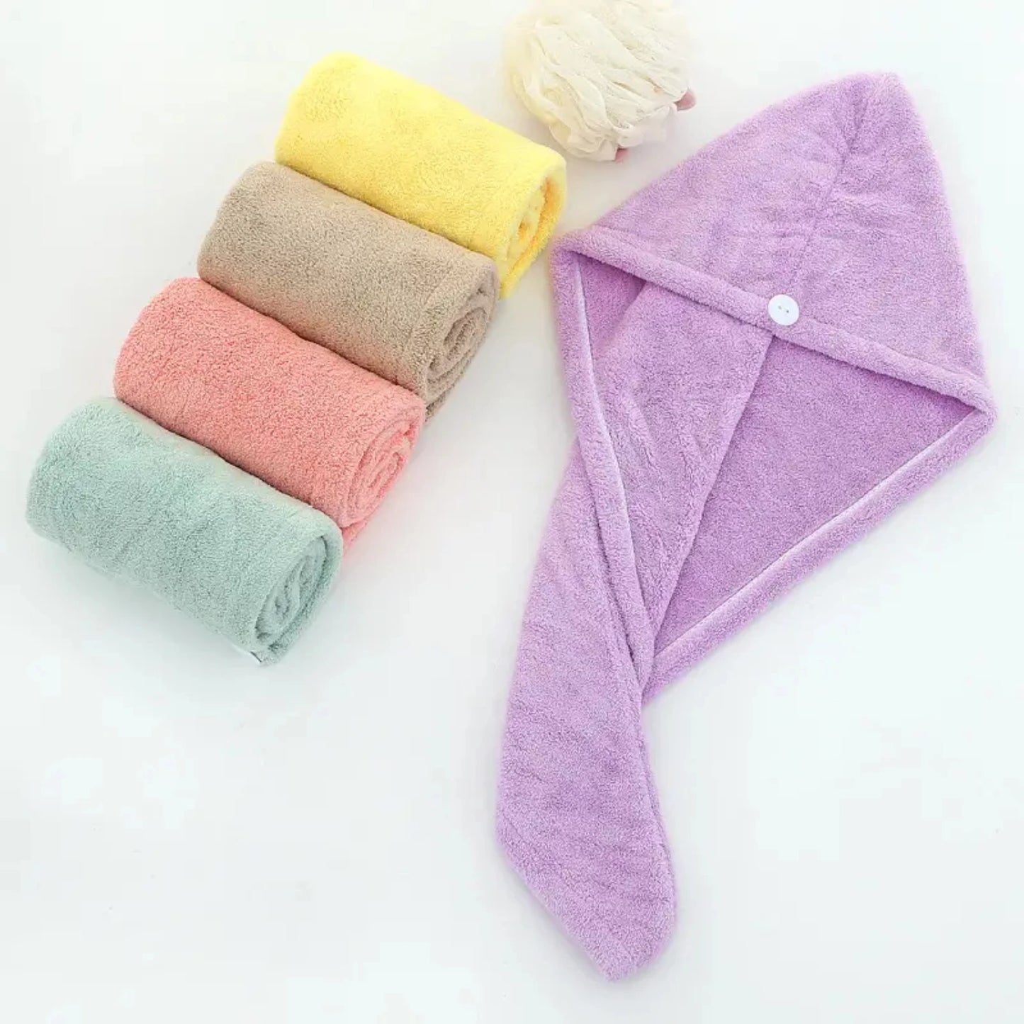 Soft, absorbent, and quick-drying Womens Microfiber Hair Towel Cap for Rapid Bathroom Drying - Ideal for Convenient Styling and