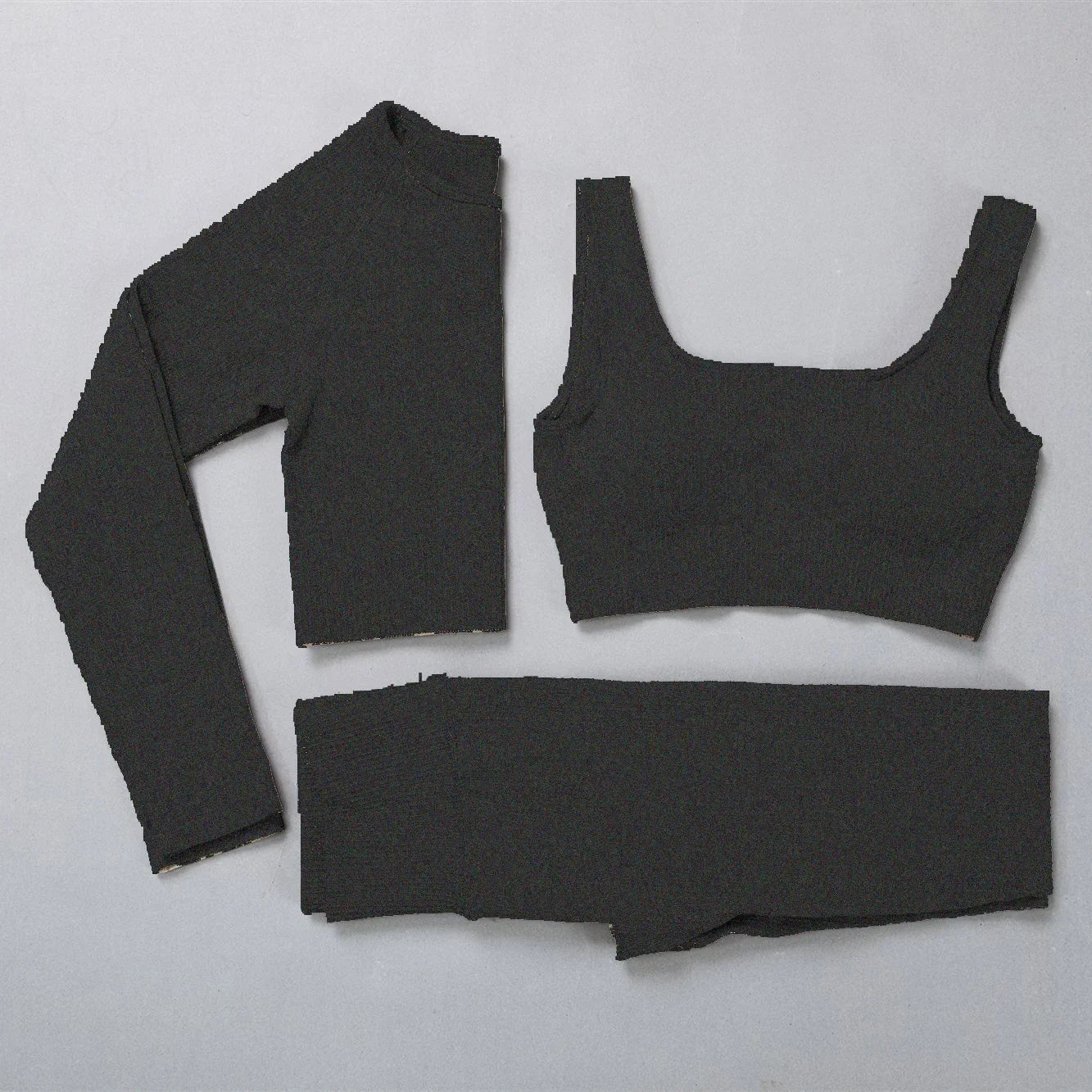 Women's Sportswear Yoga Set Workout Clothes Athletic Wear Gym Legging Seamless Bra Crop Top Long Sleeve Yoga Suit