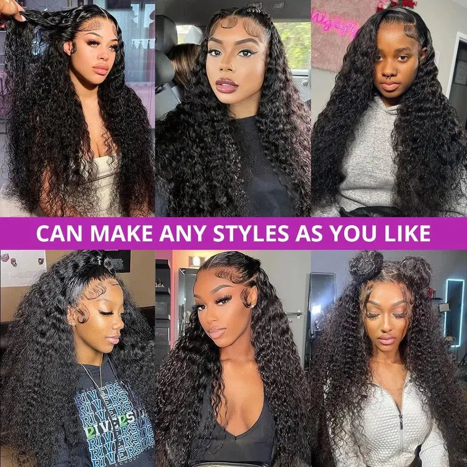 Water Wave Lace Front Wigs Human Hair 13x6 HD Lace Front Wig Pre Plucked with Baby Hair 180% Density Lace Front Curly Wigs