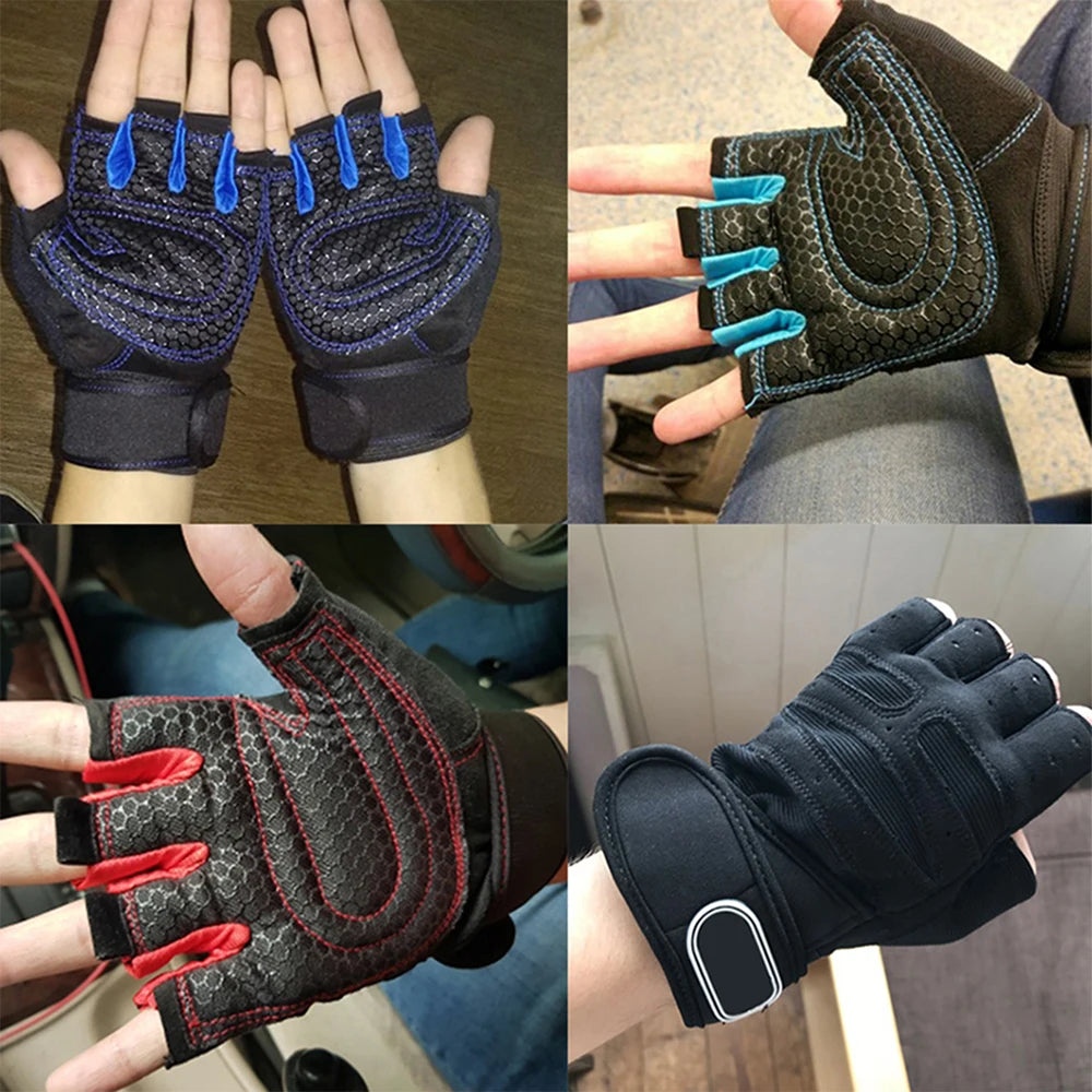 Gym Men Gloves Fitness Weightlifting Anti-slip Soft  Anti-shock Motor Half Finger Dumbbell Training Sports Cycling  Women Gloves