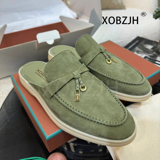 2024 Unisex Leather and Fabric Feel Sandals High Quality Comfortable Loafers Summer Walk Shoes Slippers for Women Men