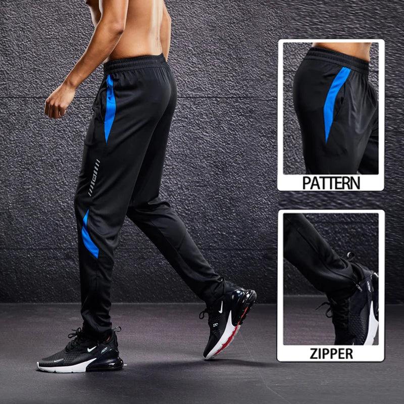 Men Fitness Running Sport Pants with Zipper Pockets Training Joggings Sweatpants Basketball Soccer Trousers Plus Size for Male