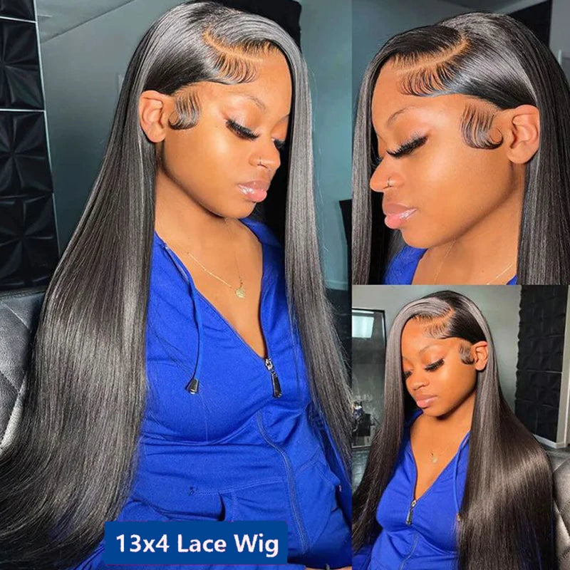 13x4 13x6 Bone Straight Lace Frontal Wigs Human Hair Pre Plucked HD Transparent Lace Frontal Wig For Women 200 Density HD Wigs