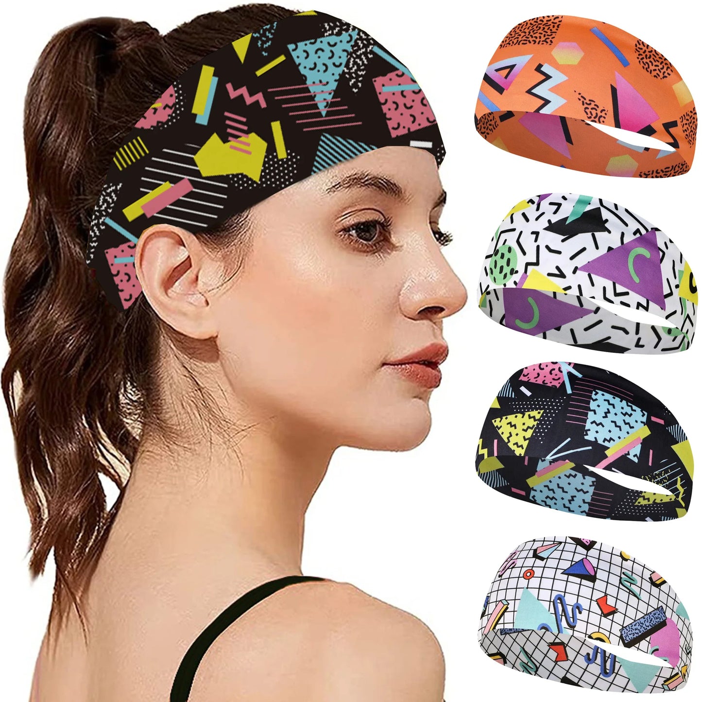 Sports Sweat Party Print Headbands Girls Yoga Fitness Women Hair Accessories Bandannas Wide Running Elastic Workout Hairband