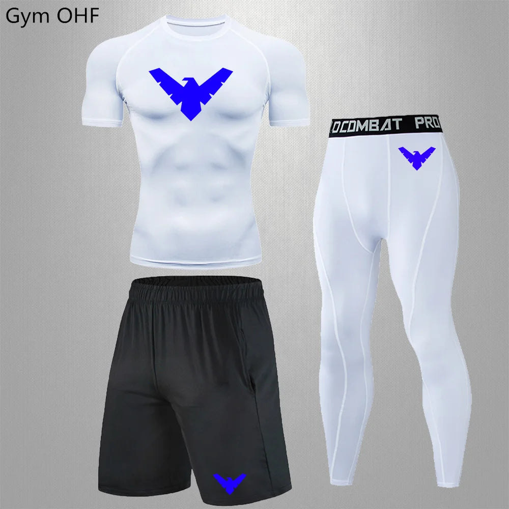 Nightwing Men's Compression Sportswear Suits Gym Tights Training Clothes Workout Jogging Running Set Rashguard Tracksuit For Men