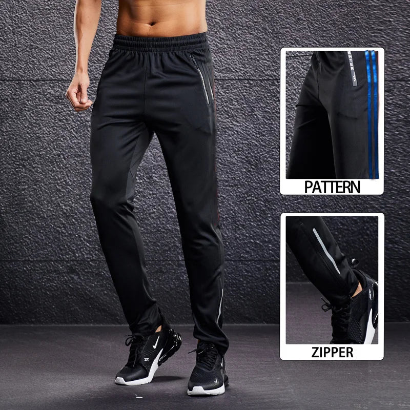 Men Fitness Running Sport Pants with Zipper Pockets Training Joggings Sweatpants Basketball Soccer Trousers Plus Size for Male