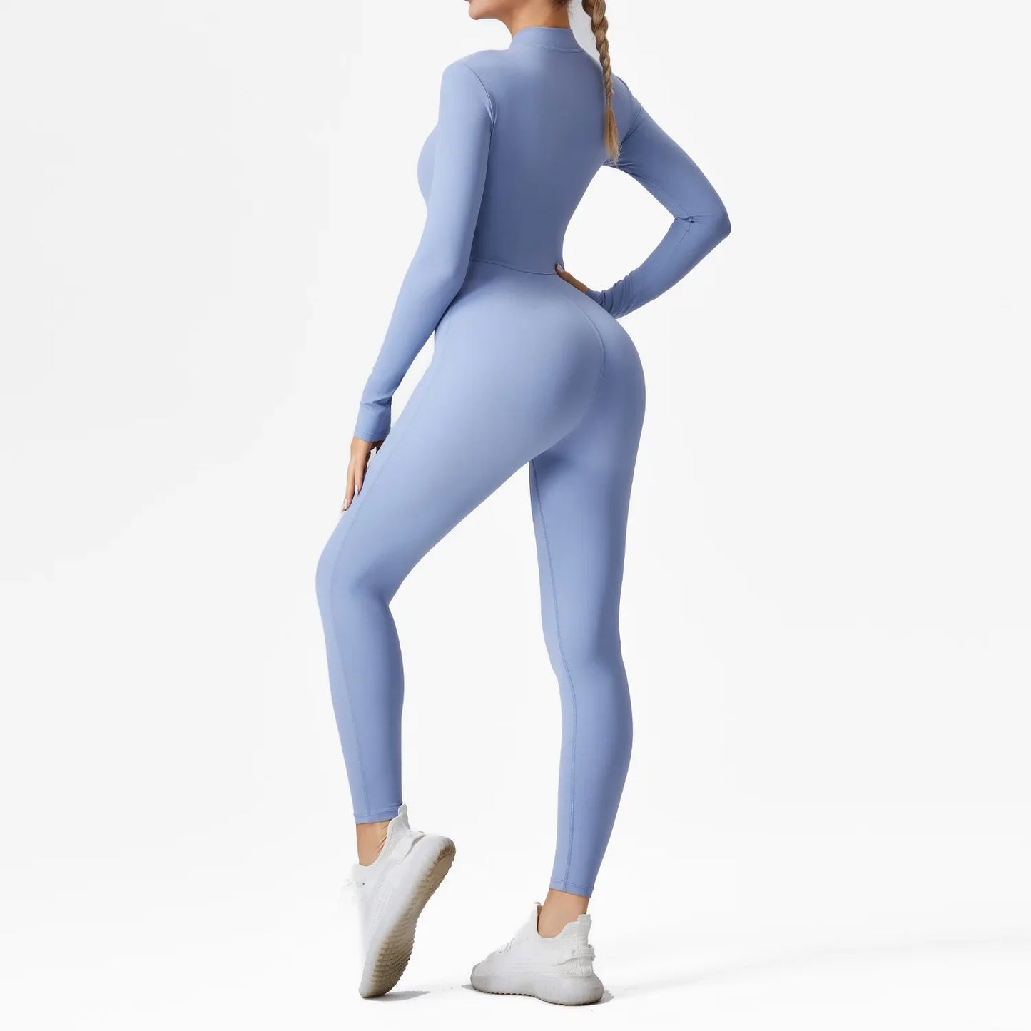 Women Jumpsuit Skinny Solid Color Ribbed Knit Long Sleeve Square Neck Bodycon Jumpsuit Romper Work Out Sport Yoga Playsuits