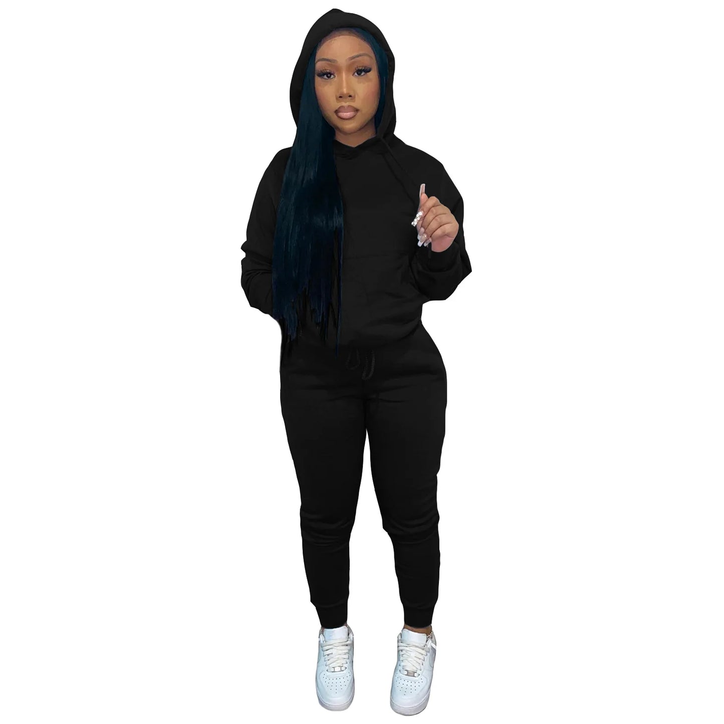 Thick Fleece Sweatpants & Hoodie Top Track Suit Women 2 Piece Jogging Set Outfits Jogger Sport Two Piece sweatsuit Set