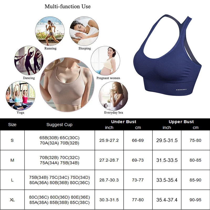 Aiithuug U-neck 3-Row Hooks Yoga Bras With Support Wireless Seamless Women's Criss-cross Sports Bra Beautiful Back Gym Underwear