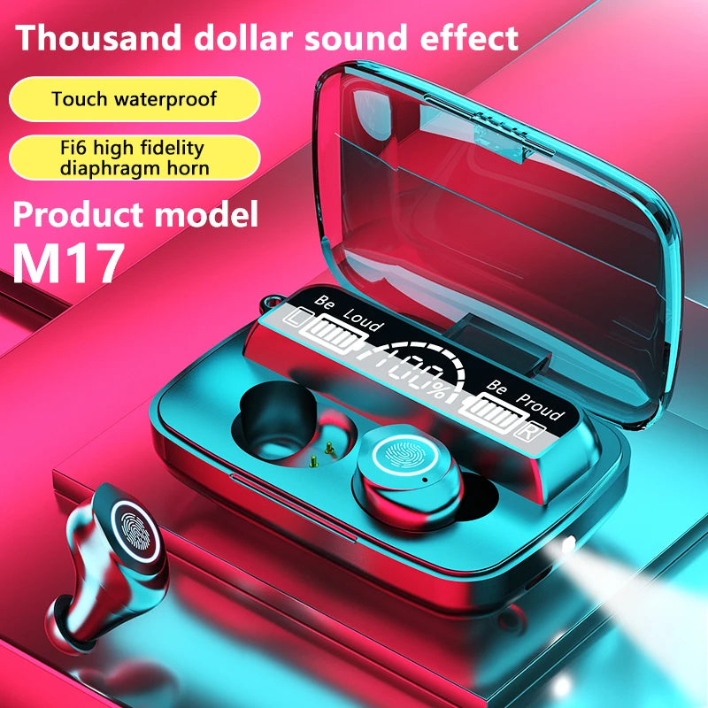 M17 TWS Bluetooth Wireless Headphones with Mic Sports Waterproof Earbuds Bluetooth Earphones Touch Control Wireless Headsets