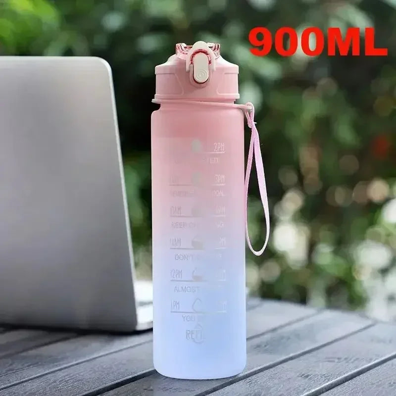 3Pcs Gradient Plastic Cup Set Large Capacity Sports Water Bottle Outdoor Travel Gym Fitness Jugs Student Portable Cup WIth Straw