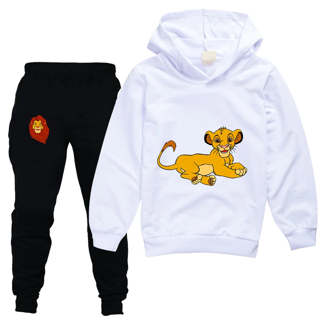 The Lion King Simba Boys Girls Casual Thin Hoodies Black Pants Children Outerwear Clothing Sets Kids Sportswear Suits