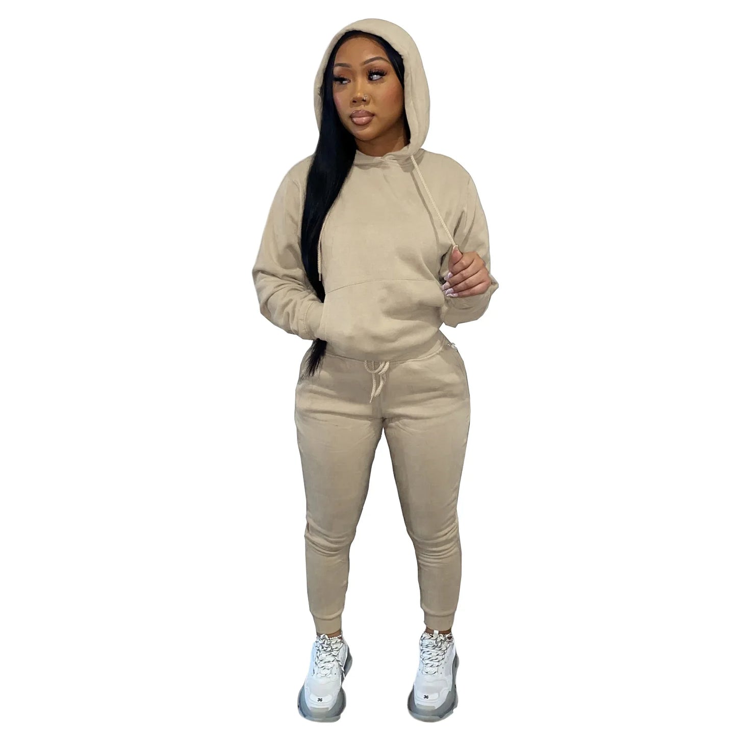 Thick Fleece Sweatpants & Hoodie Top Track Suit Women 2 Piece Jogging Set Outfits Jogger Sport Two Piece sweatsuit Set