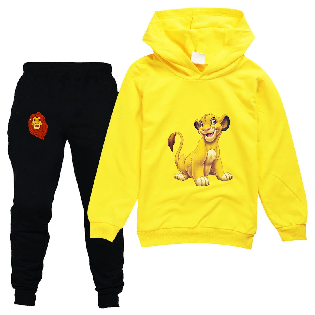 The Lion King Simba Boys Girls Casual Thin Hoodies Black Pants Children Outerwear Clothing Sets Kids Sportswear Suits