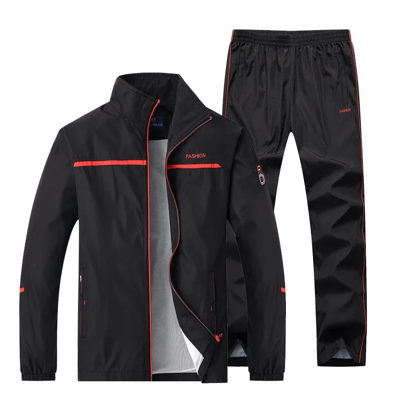 Sportswear Suit Men New Tracksuit Male Fashion Active Sets Spring Autumn Jogging Clothing 2PC Jacket + Pants Asian Size L-5XL