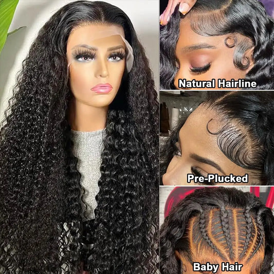 13x6 HD Transparent Deep Wave Lace Front Wigs Human Hair Wigs for Women Glueless Brazilian Virgin Lace Frontal Wigs Human Hai