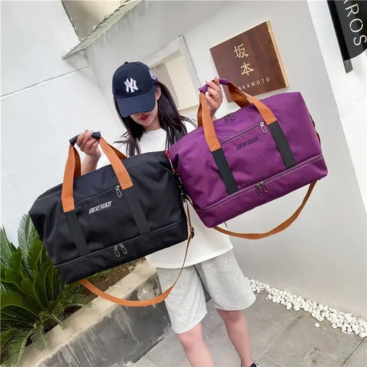 Fashion Gym Fitness Bags For Women Large Capacity Men's Sports bag Waterproof Weekend Voyage Female Messenger Bag Dry And Wet