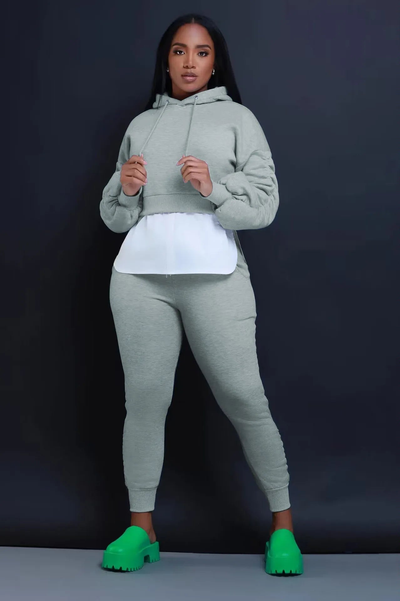 Hooded Tops Ribbed 2 Piece Pant Sets Women Sportswear Winter Tracksuits 2023 Ladies Two Piece Sweatpants Yoga Sets Joggers