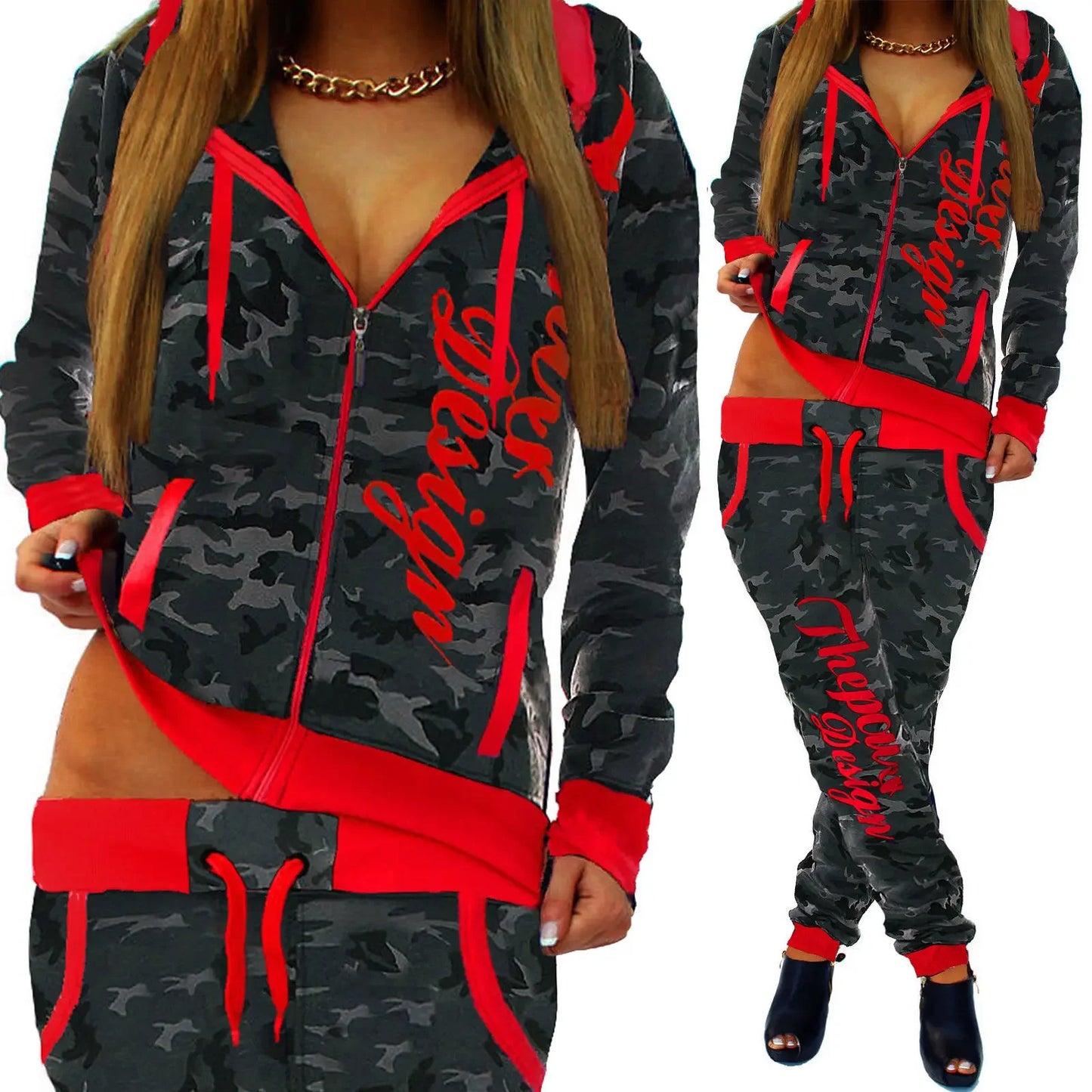 ZOGAA spring new 2 piece set women fashion clothing women 2024 Casual camouflage street style  sweatsuits for women Plus S-3XL