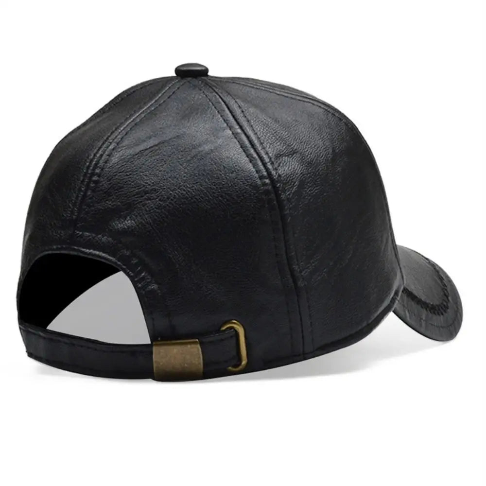 Fashion Outdoor Sports Leather Baseball Caps Autumn Winter Adjustable Thermal Hats Plush Warm Caps Men Women