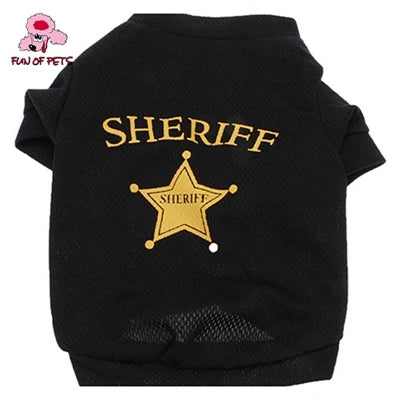 2017 Sheriff Breathable Polyester T-Shirt for Dogs (XS-L) Cool Black Summer Dog Clothes Pet Suppliers