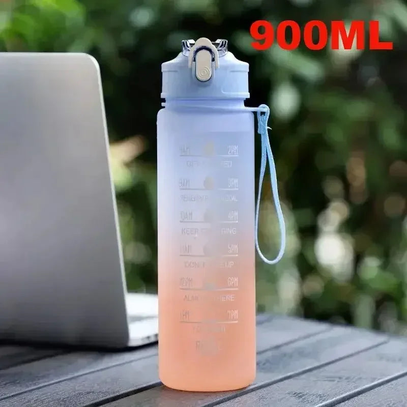 3Pcs Gradient Plastic Cup Set Large Capacity Sports Water Bottle Outdoor Travel Gym Fitness Jugs Student Portable Cup WIth Straw