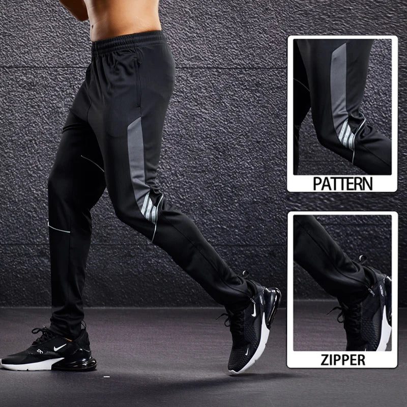 Men Fitness Running Sport Pants with Zipper Pockets Training Joggings Sweatpants Basketball Soccer Trousers Plus Size for Male