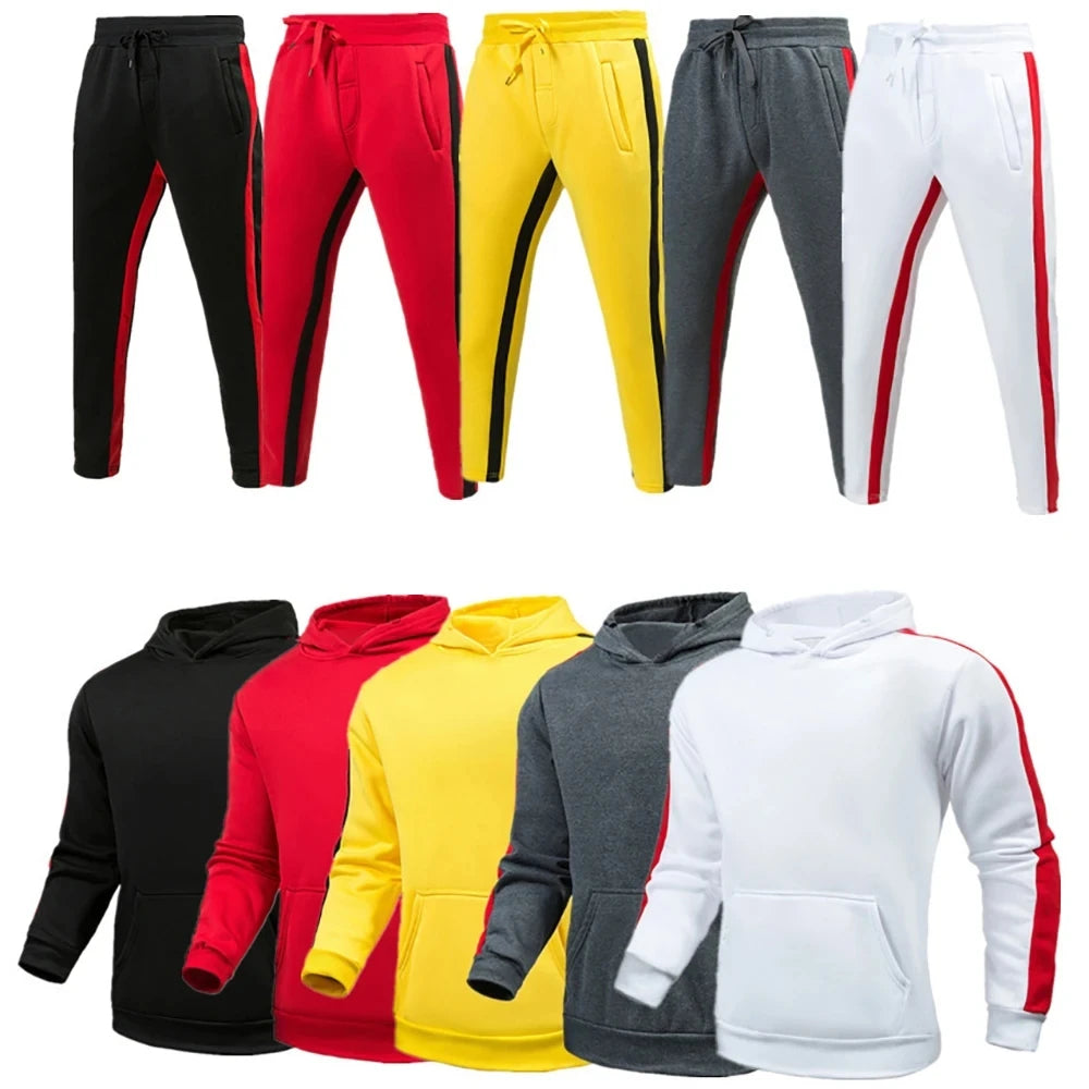 Men's Fleece Run Tracksuit Color Matching Jogging Suit CCM printing Two Piece Set Sportswear Loose Casual Fit Hoodies Sweatpants