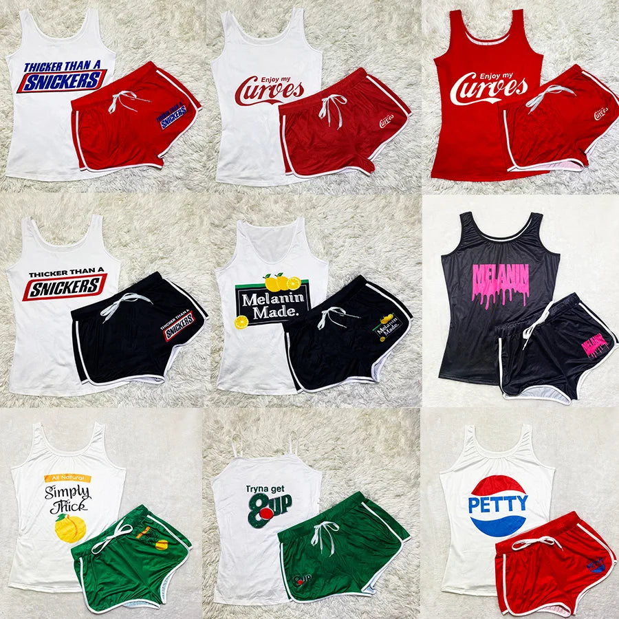 2024 Short Sets 2 piece sets women outfit juicy Tank Top+Shorts matching sets Summer Clothes Sports Fitness Workout Tracksuits